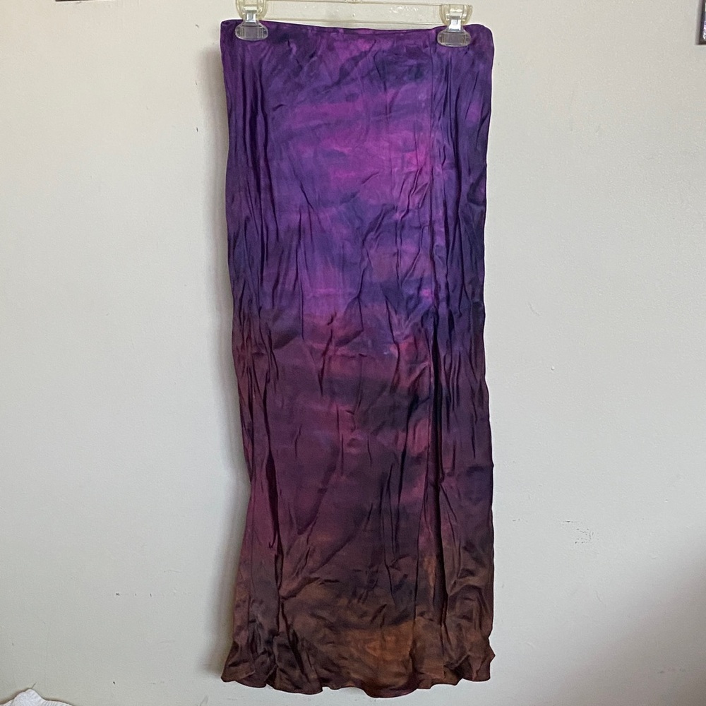 Bella Dahl Tie-Dye Maxi Skirt in Purple and Brown